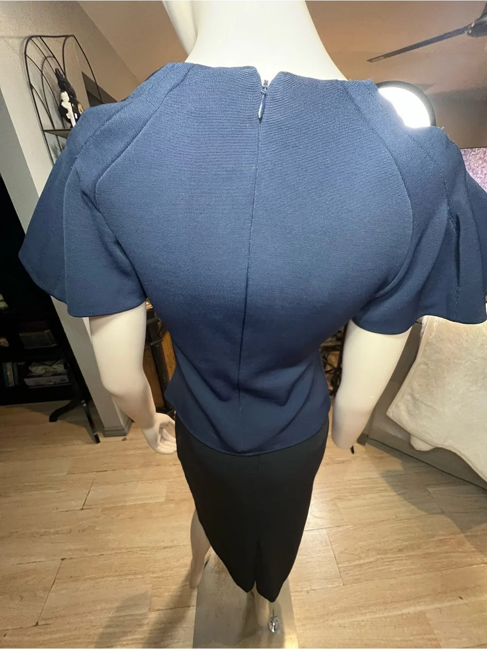 Carven Navy Flutter Sleeve Top - Picture 8 of 11